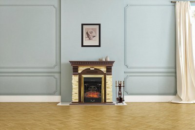 Портал для электрокамина ROYAL-FLAME Dublin арочный сланец белый под классический очаг, темный дуб Портал для электрокамина ROYAL-FLAME Dublin арочный сланец белый под классический очаг, темный дуб