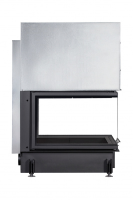 Каминная топка Экокамин Дельта 900В три стекла принтинг черный шамот — купить с доставкой