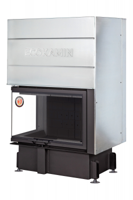 Каминная топка Экокамин ДЕЛЬТА 800LРВ  два стекла левая принтинг подовое горение черный шамот