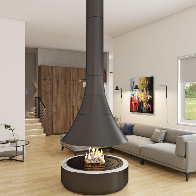 Печь Virtu Центральный 808-1D, подвесной и закрытая топка с автоматическим открыванием одной дверки с пульта ДУ и кнопок