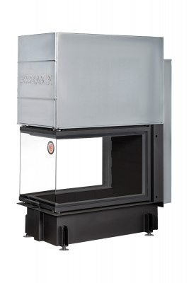 Каминная топка Экокамин ДЕЛЬТА 900PВ три стекла принтинг черный шамот подовая