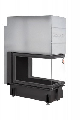 Каминная топка Экокамин ДЕЛЬТА 900PВ три стекла принтинг черный шамот подовая