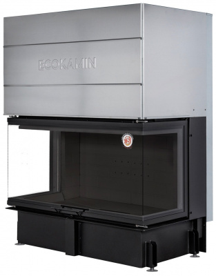 Каминная топка Экокамин ДЕЛЬТА 1200РB три стекла принтинг подовое горение черный шамот
