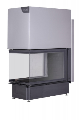 Каминная топка Экокамин Дельта 900В три стекла принтинг черный шамот