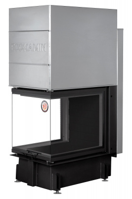 Каминная топка Экокамин ДЕЛЬТА 700PB три стекла подовое горение принтинг черный шамот