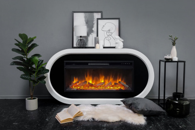 Каминокомплект портал Ellipse под Vision 42, белый с черным