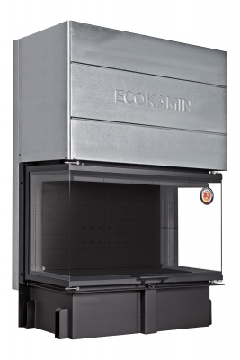 Каминная топка Экокамин ДЕЛЬТА 1000PВ три стекла принтинг подовое горение черный шамот