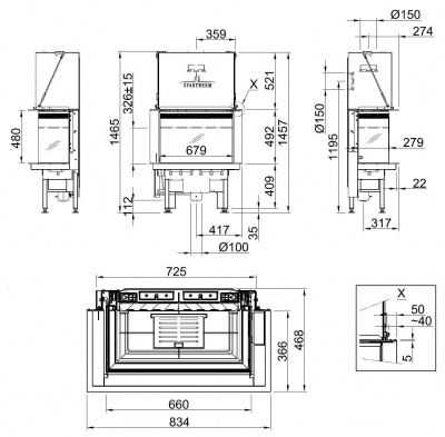 Каминная топка SPARTHERM Lean 3RL-70h RLU