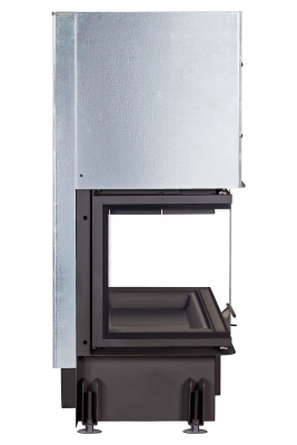 Каминная топка Экокамин Дельта 800PВ три стекла принтинг подовое горение черный шамот