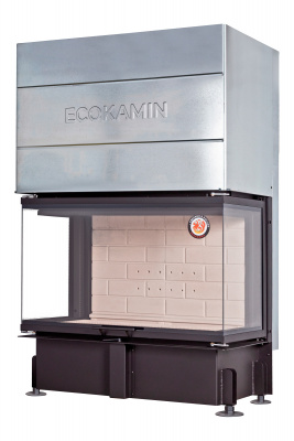 Каминная топка Экокамин ДЕЛЬТА 1000P три стекла принтинг подовое горение