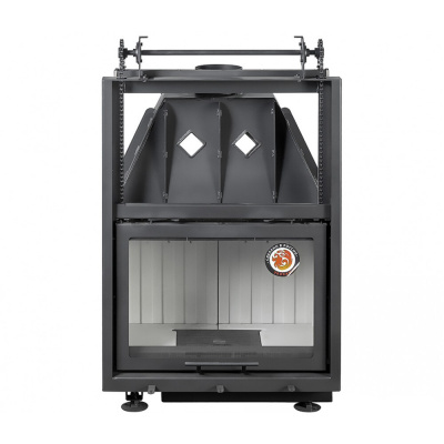 Каминная топка Экокамин Альфа 700К с контргрузом, черный шамот