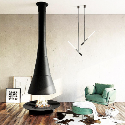 Печь Virtu Центральный Cone HD, подвесной и открытая топка